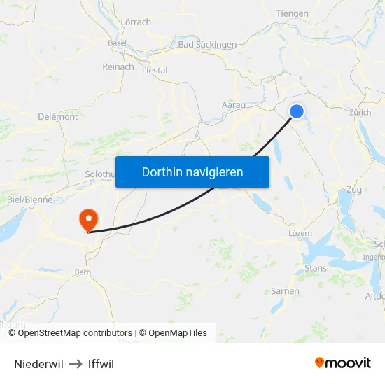 Niederwil to Iffwil map