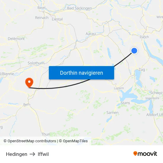Hedingen to Iffwil map
