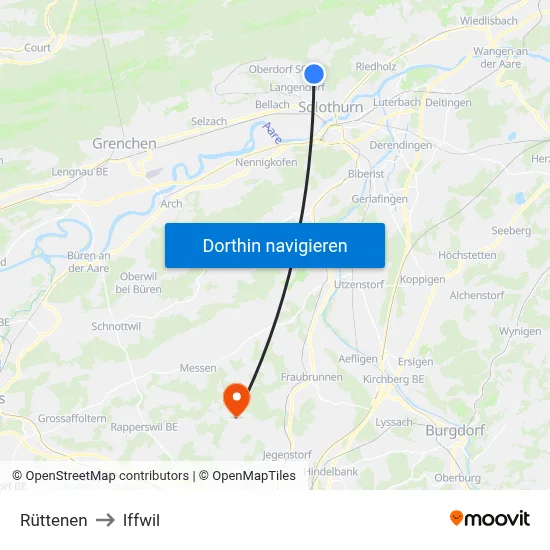Rüttenen to Iffwil map