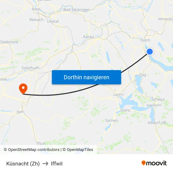 Küsnacht (Zh) to Iffwil map