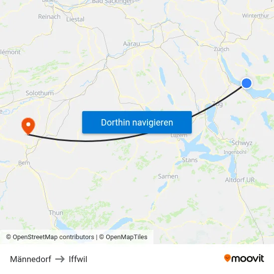 Männedorf to Iffwil map
