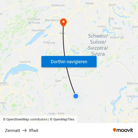 Zermatt to Iffwil map