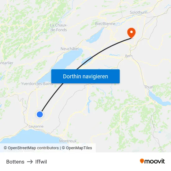 Bottens to Iffwil map