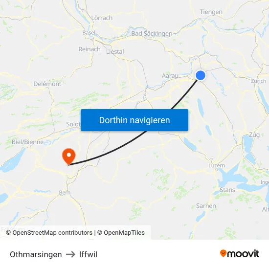 Othmarsingen to Iffwil map