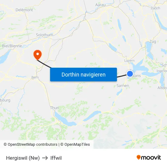Hergiswil (Nw) to Iffwil map