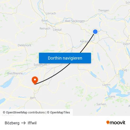 Bözberg to Iffwil map