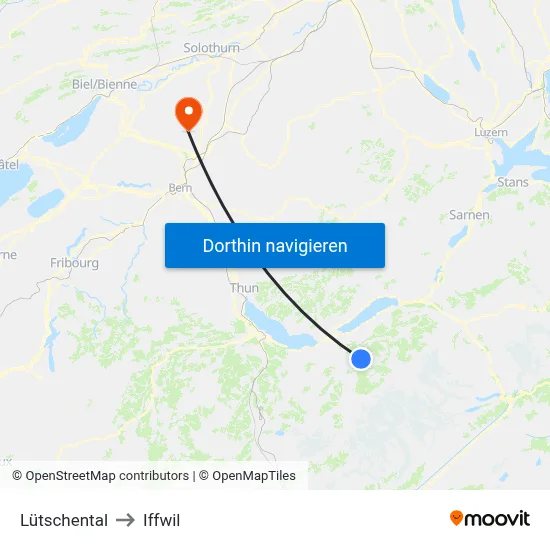 Lütschental to Iffwil map