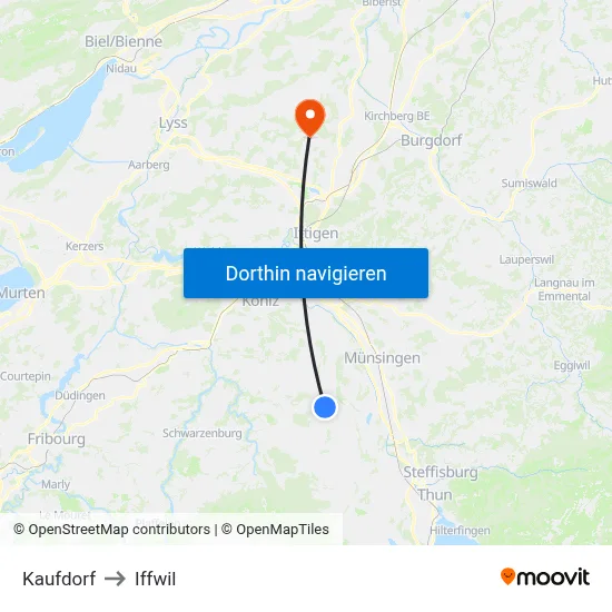 Kaufdorf to Iffwil map