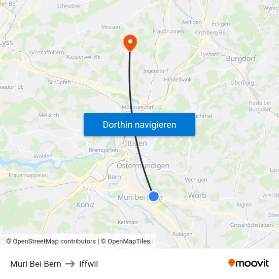 Muri Bei Bern to Iffwil map