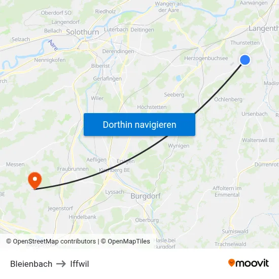 Bleienbach to Iffwil map