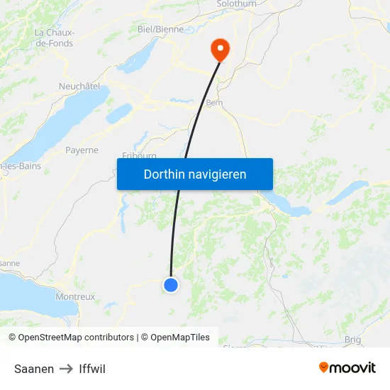 Saanen to Iffwil map
