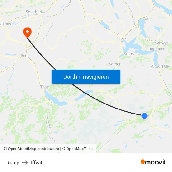 Realp to Iffwil map
