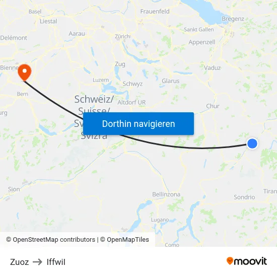 Zuoz to Iffwil map
