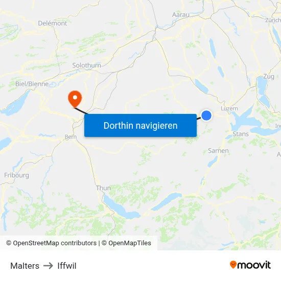 Malters to Iffwil map
