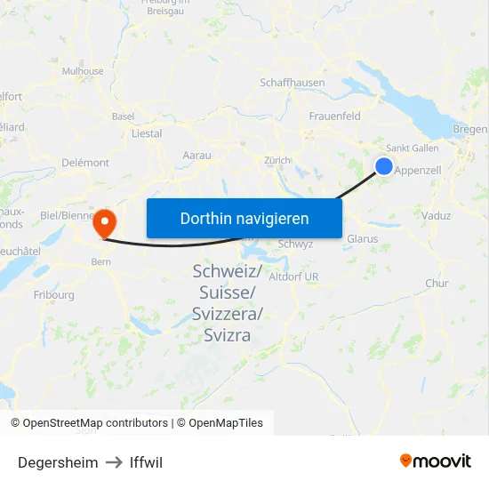 Degersheim to Iffwil map