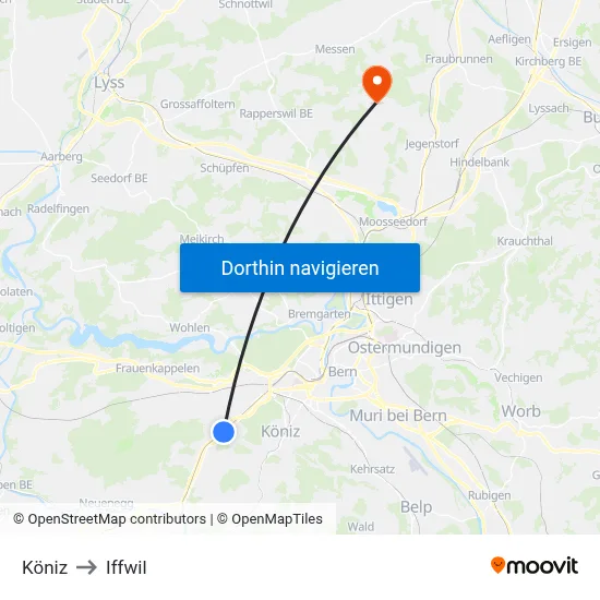 Köniz to Iffwil map