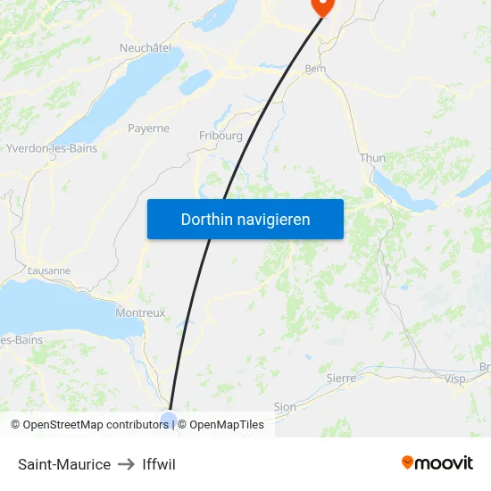 Saint-Maurice to Iffwil map