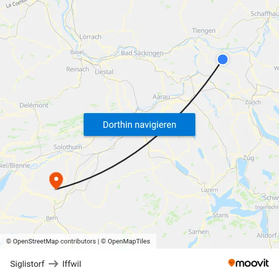Siglistorf to Iffwil map