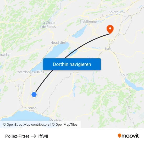Poliez-Pittet to Iffwil map