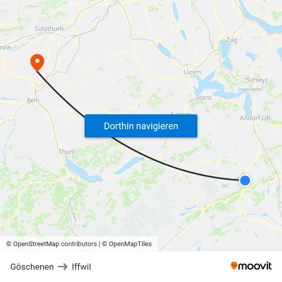 Göschenen to Iffwil map