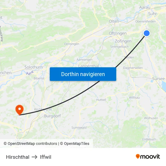 Hirschthal to Iffwil map
