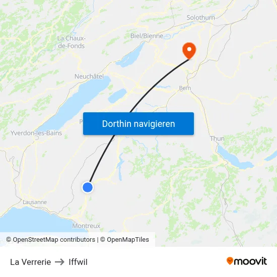 La Verrerie to Iffwil map