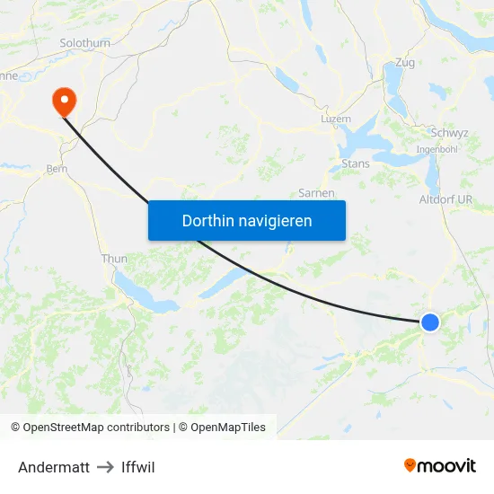 Andermatt to Iffwil map