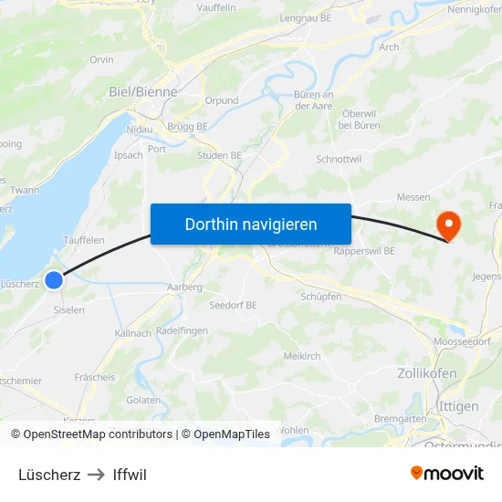 Lüscherz to Iffwil map