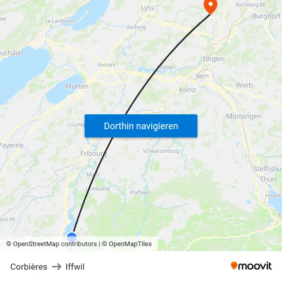 Corbières to Iffwil map