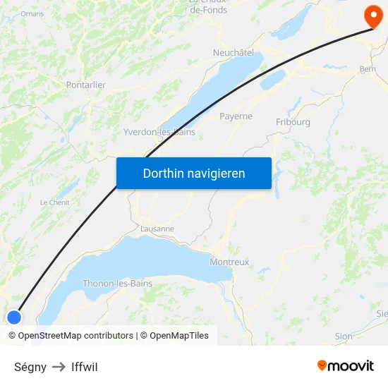 Ségny to Iffwil map