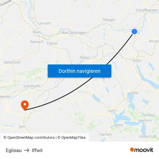 Eglisau to Iffwil map
