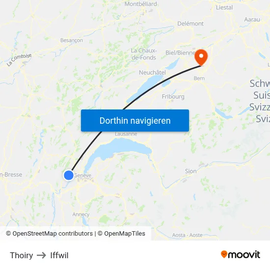 Thoiry to Iffwil map