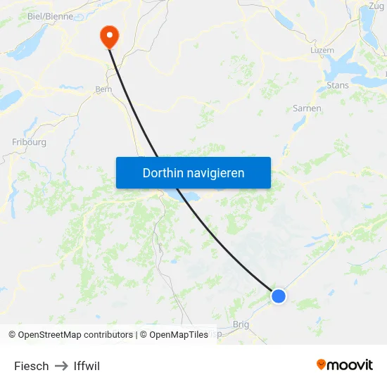 Fiesch to Iffwil map