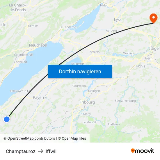 Champtauroz to Iffwil map