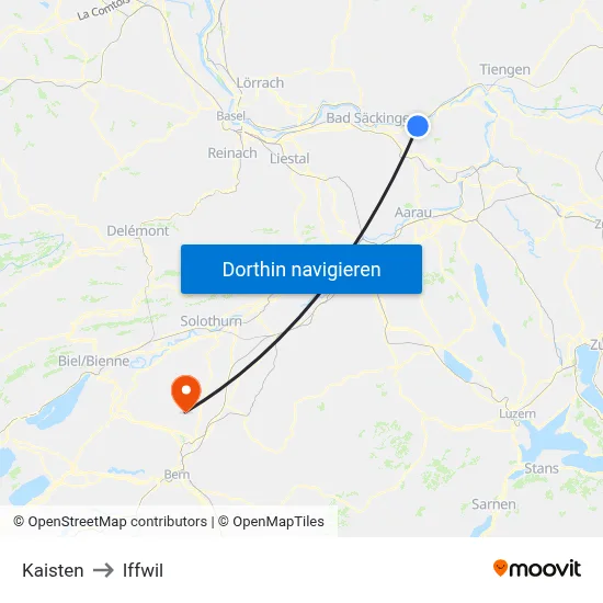 Kaisten to Iffwil map