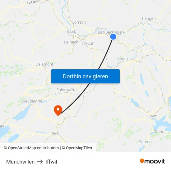 Münchwilen to Iffwil map