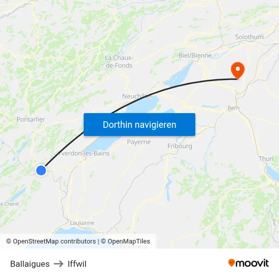 Ballaigues to Iffwil map