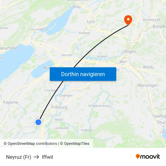 Neyruz (Fr) to Iffwil map