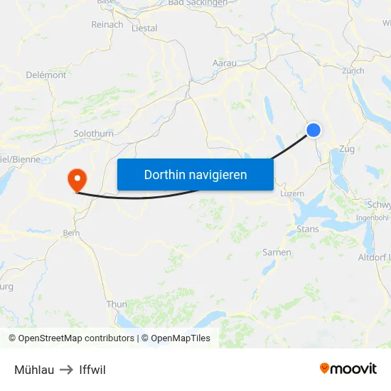 Mühlau to Iffwil map