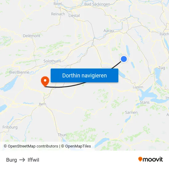 Burg to Iffwil map