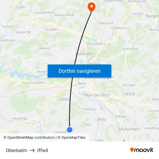 Oberbalm to Iffwil map
