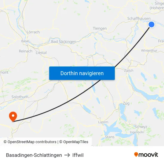 Basadingen-Schlattingen to Iffwil map