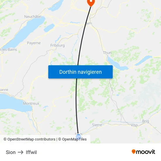 Sion to Iffwil map