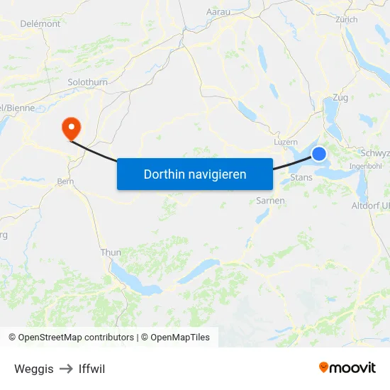 Weggis to Iffwil map