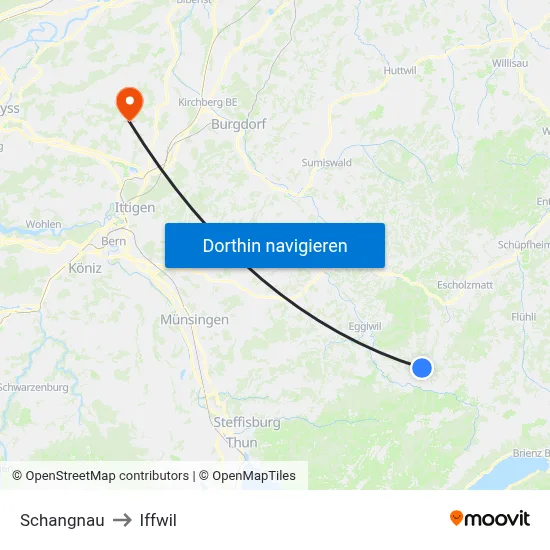 Schangnau to Iffwil map