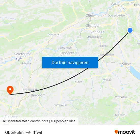 Oberkulm to Iffwil map
