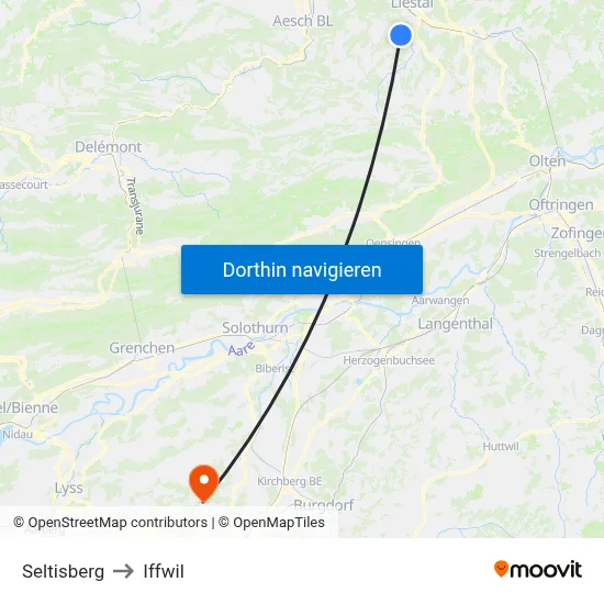 Seltisberg to Iffwil map