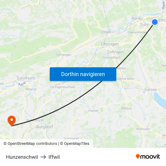 Hunzenschwil to Iffwil map