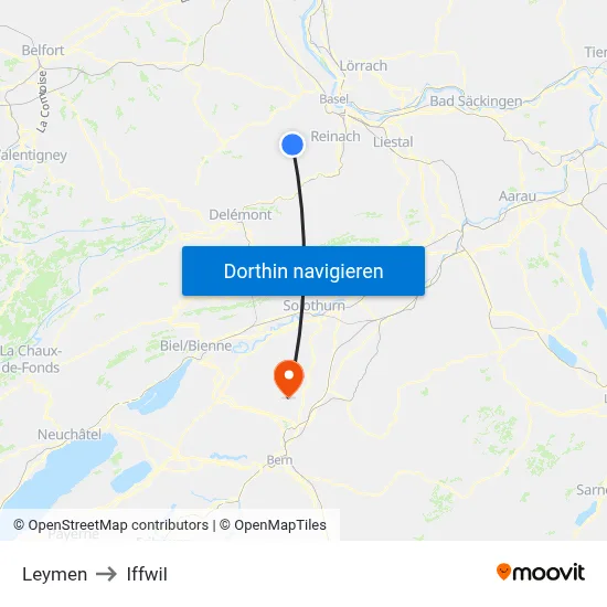 Leymen to Iffwil map