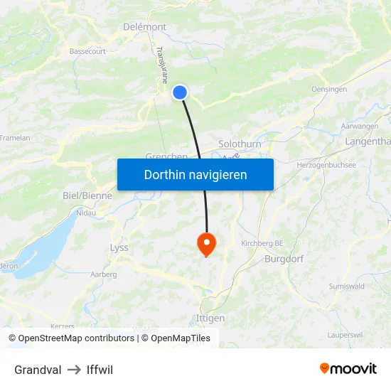 Grandval to Iffwil map